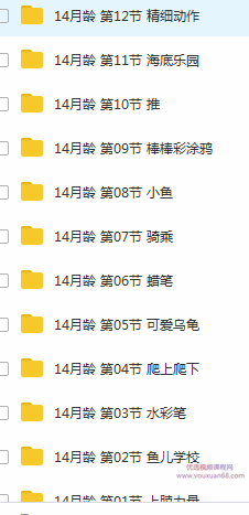 14个月宝宝早教游戏训练课程视频全套(60集)目录